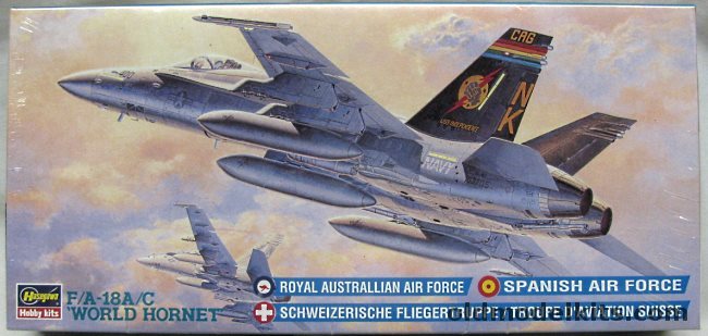 Hasegawa 1/72 F/A-18 A/C Hornet World Hornet - RAAF Australia / Spanish Air Force / Swiss Air Force, DT120 plastic model kit